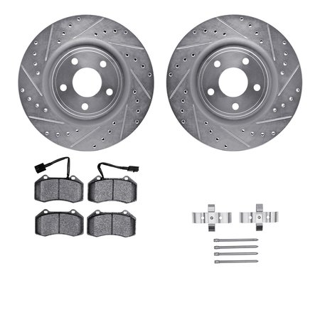 DYNAMIC FRICTION CO 7512-47207, Rotors-Drilled and Slotted-Silver w/ 5000 Advanced Brake Pads incl. Hardware, Zinc Coat 7512-47207
